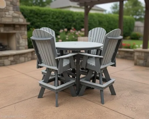 The Backyard Bistro with 4 swivel chairs and round table