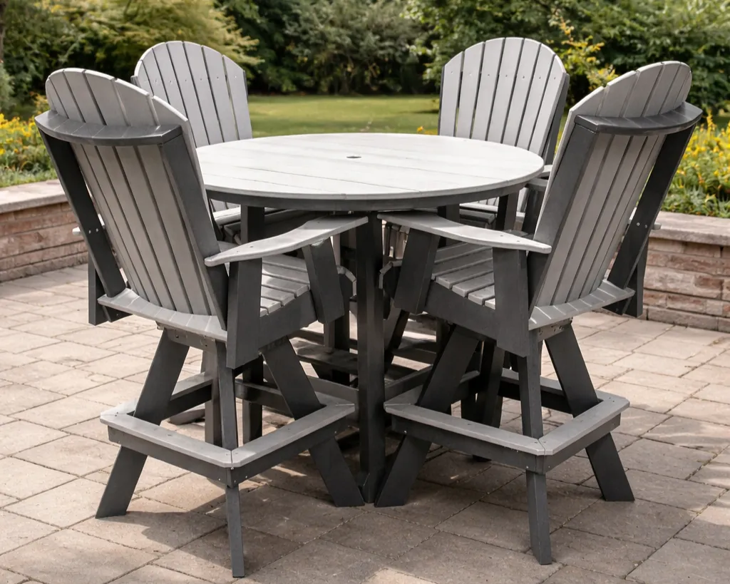 The Backyard Bistro with 4 swivel chairs and round table
