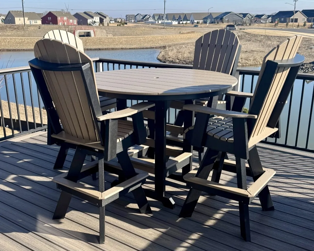 The Backyard Bistro with 4 swivel chairs and round table