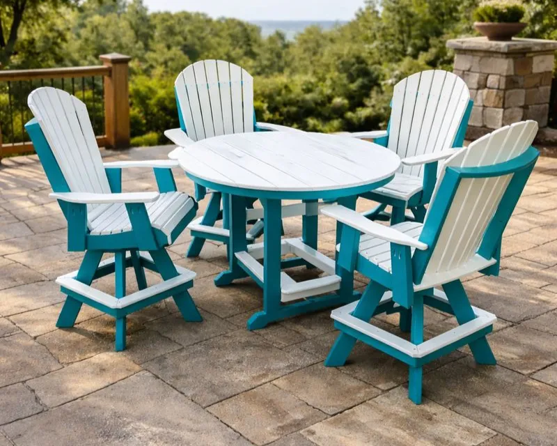 The Backyard Bistro with 4 swivel chairs and round table