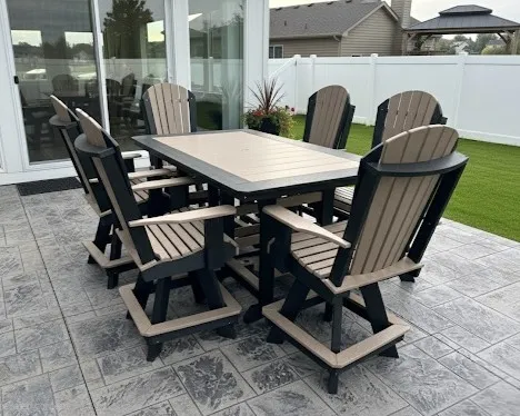 Outdoor dining room collection with 6 counter height chairs and table