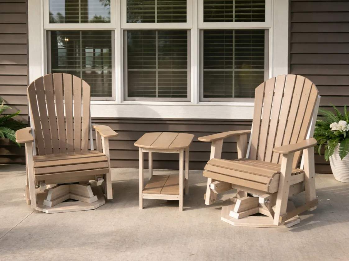 Relaxation bundle with swivel glider chairs and accent table