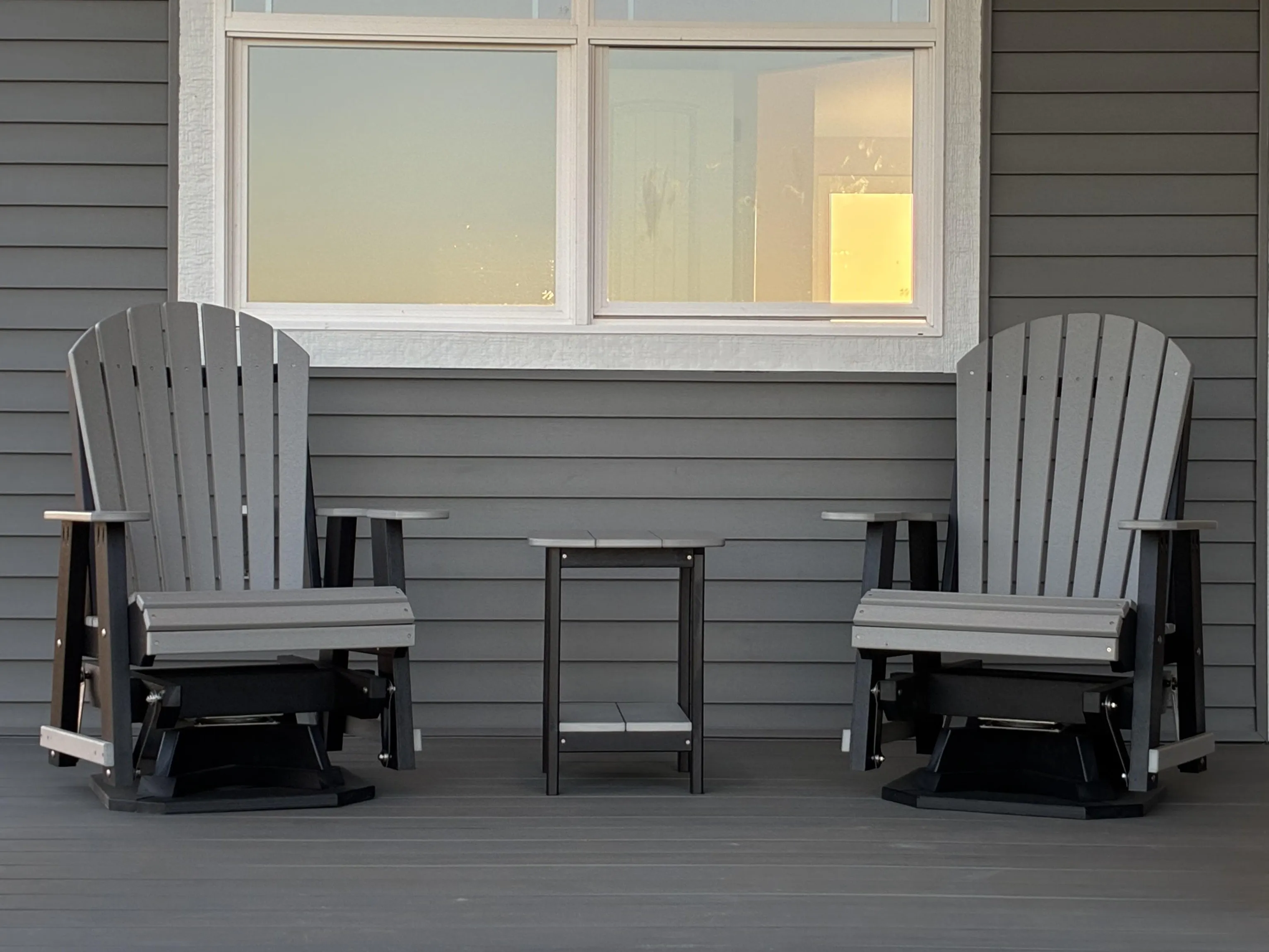 Relaxation bundle with swivel glider chairs and accent table