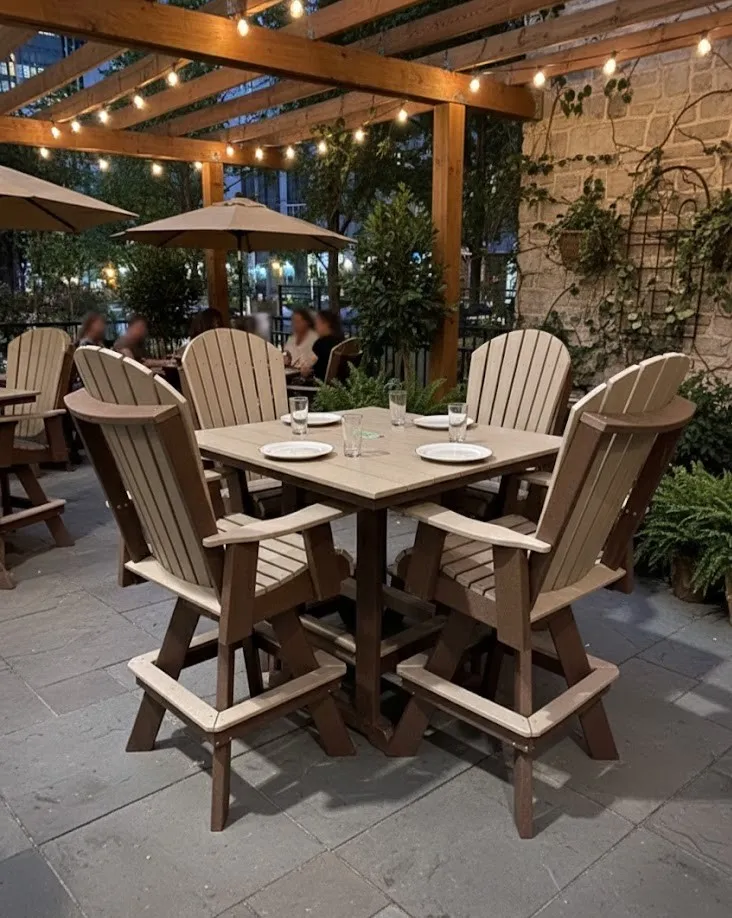 Commercial outdoor seating at restaurant patio